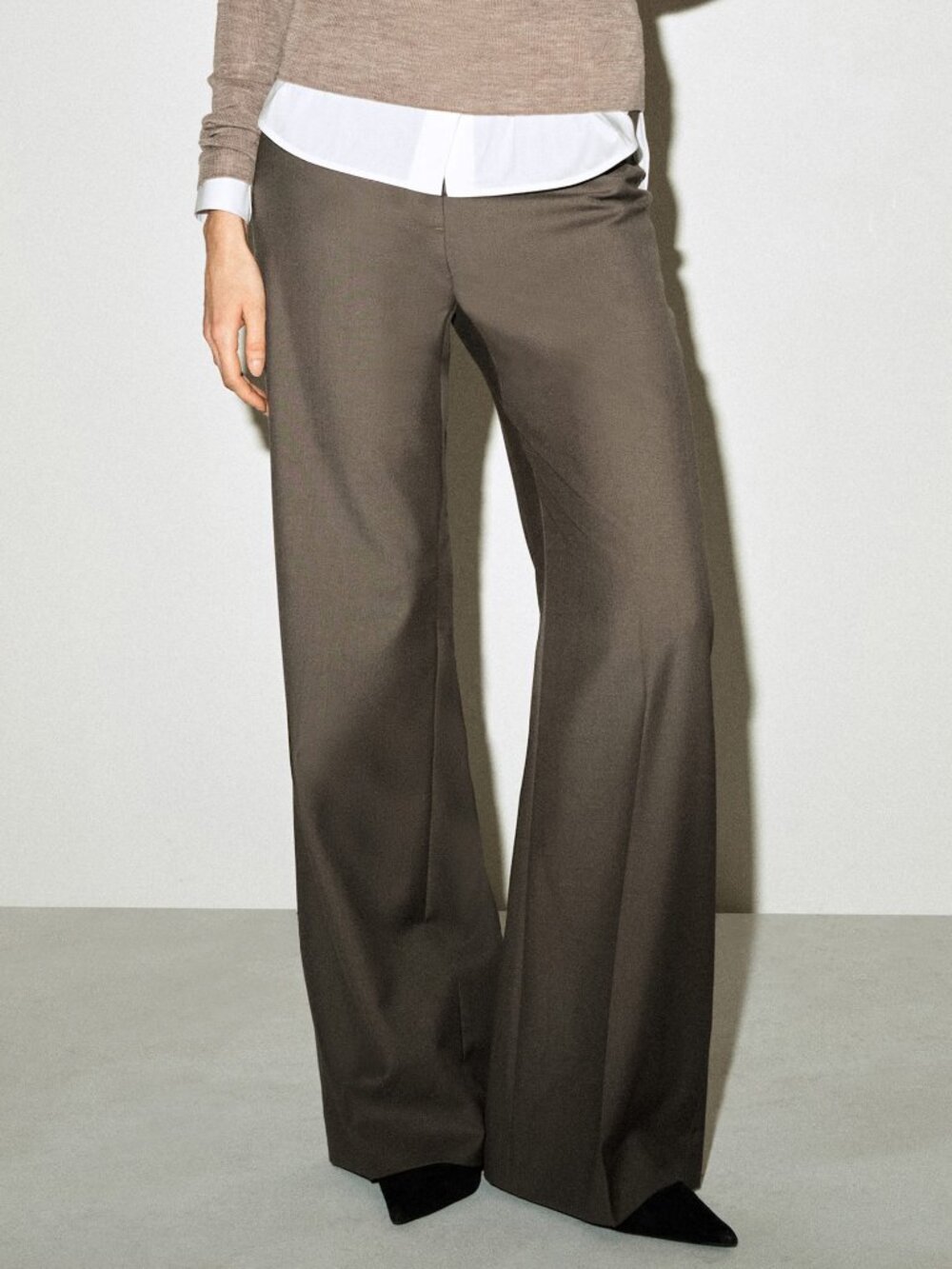 TAILORED WOOL-TWILL BOOTCUT PANTS COS